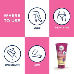 Veet ingredients label shows aloe vera and vitamin E benefits.