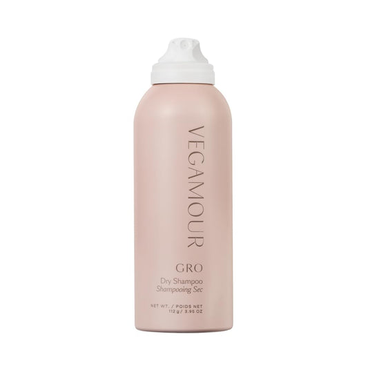 VEGAMOUR GRO Dry Shampoo bottle for on-the-go refresh and lightweight texture.