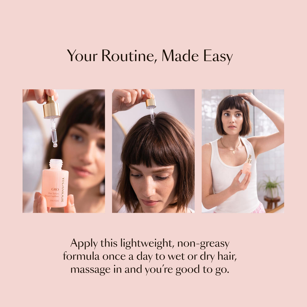 VEGAMOUR GRO Hair Serum showcasing healthier-looking hair.