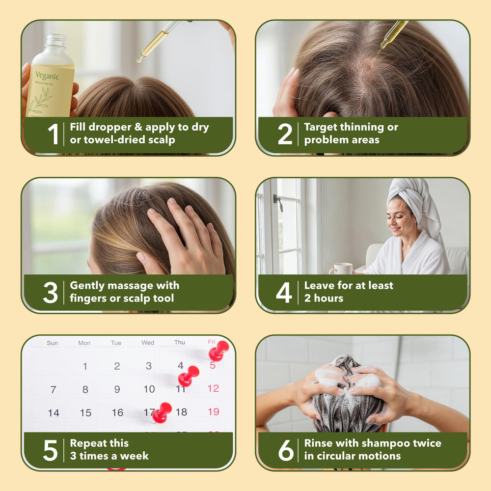 Eco-friendly Veganic packaging for Hair Growth Oil.