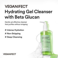 PUMP and label details on VEGANIFECT bottle for easy, oil-free cleansing.