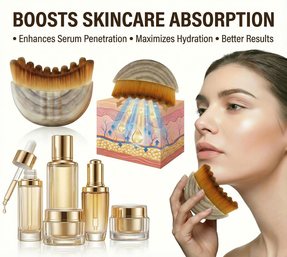 VEKDERTAGE Lymphatic Contour Brush pre-skincare massage improves serum absorption.