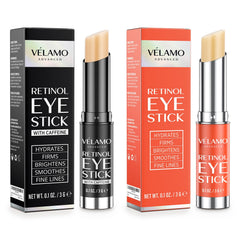 VELAMO ADVANCED Retinol Eye Stick Duo packaging, ideal for on-the-go skincare.