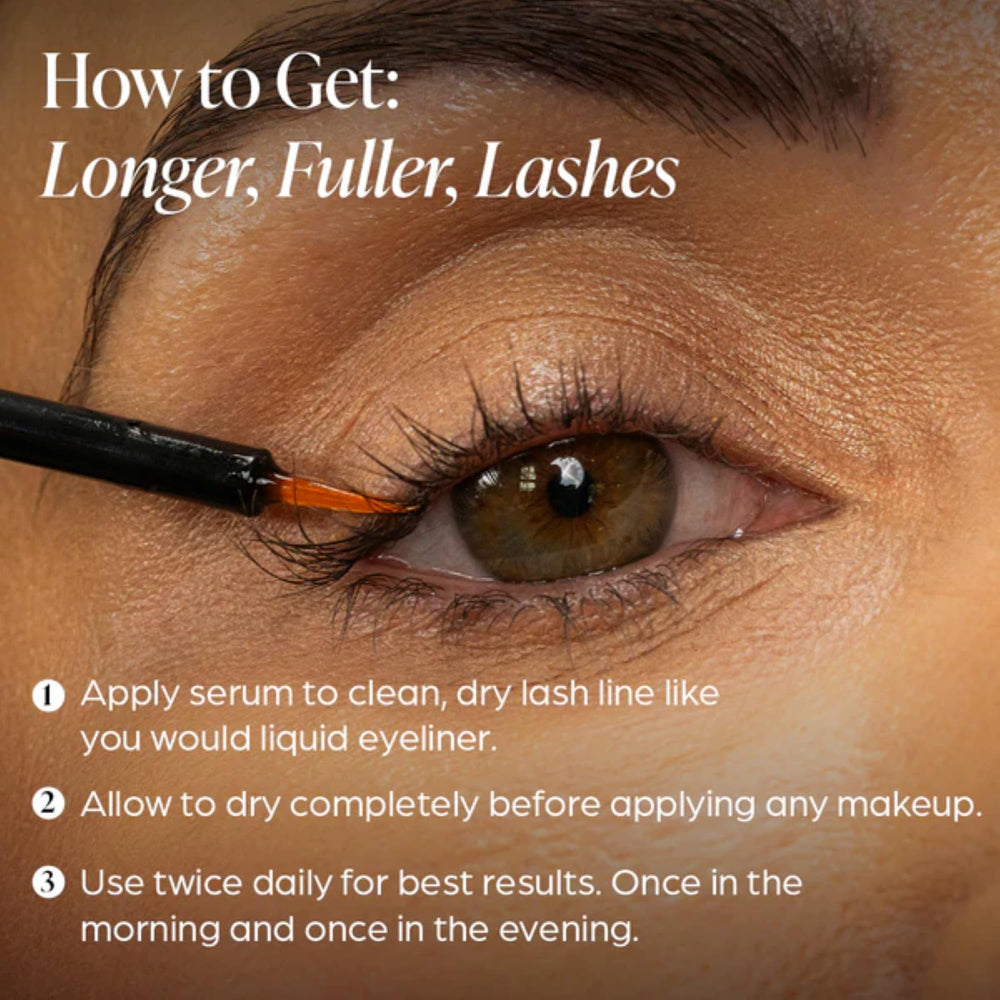 Vellora Lash Growth Serum swatch demonstrates lightweight, fragrance-free texture.