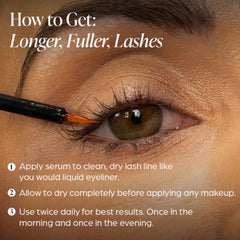 Vellora Lash Growth Serum swatch demonstrates lightweight, fragrance-free texture.