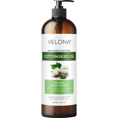Velona Cotton Seed Oil bottle shown for cooking and skincare use