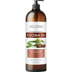 Velona Jojoba Oil bottle with pump for easy application and hydration