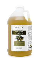 Velona Olive Pomace Oil bottle showing the 64 oz size for skin and hair care