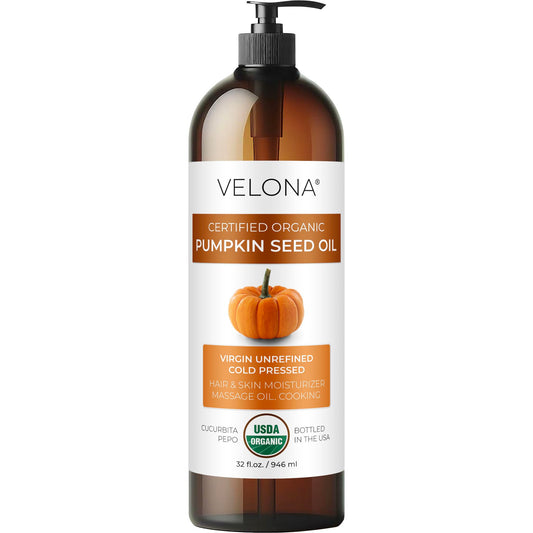 Velona pumpkin seed oil bottle 32oz for pure cooking and skincare.
