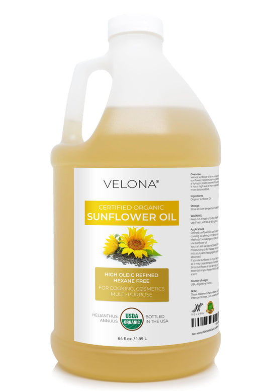 Velona Sunflower Oil bottle 64oz for cooking and skin hydration
