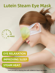 Venrock Lutein mask on face provides soothing warmth and relief from eye strain.