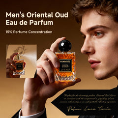 Venrock Oriental Oud Noir bottle spray action demonstrates easy, subtle projection