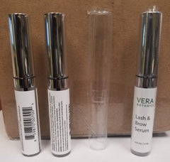 Vera Botanics Lash & Brow Booster Serum ingredients panel highlighted.