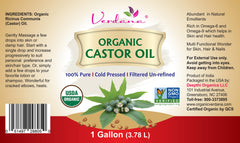 Verdana Organic Castor Oil gallon shown, ideal for professional salons and bulk refills.