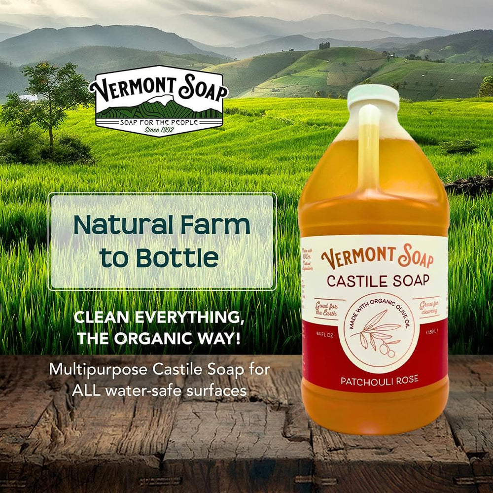 Vermont Soap Patchouli Rose ingredients showing organic vegan formula