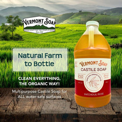 Vermont Soap Patchouli Rose ingredients showing organic vegan formula
