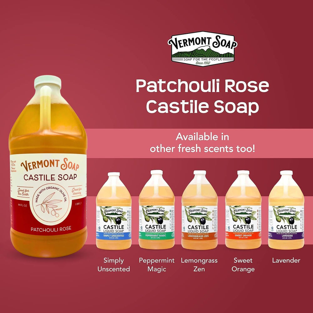 Vermont Soap Patchouli Rose label with USDA Organic and vegan certifications