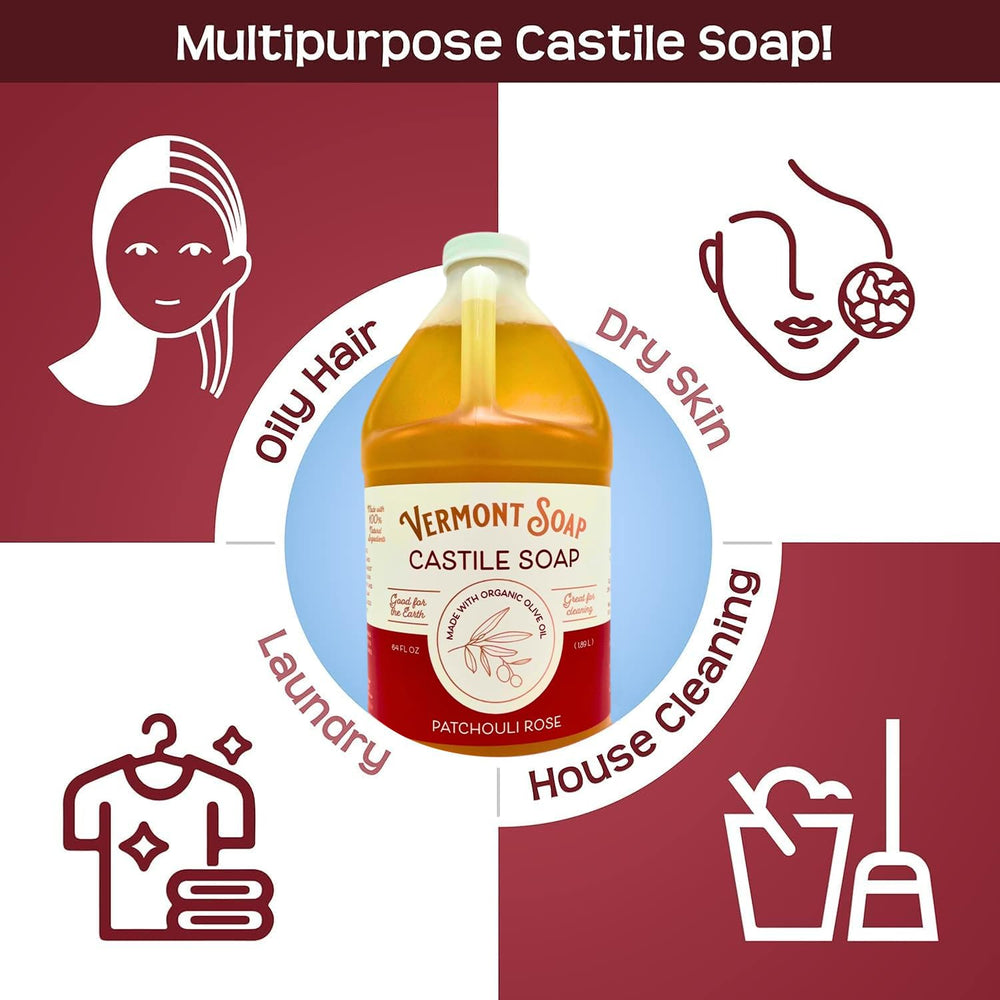 Vermont Soap Patchouli Rose Castile Soap lather for mild cleansing