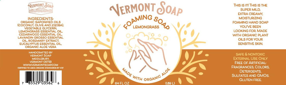 Kitchen sink scene with easy-to-use Vermont Soap Lemongrass Zen hand soap for family use.