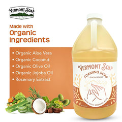 Vermont Soap Lemongrass Zen ingredients panel shows aloe, coconut oil, shea butter.