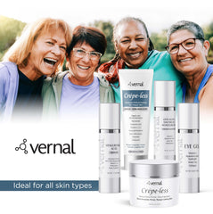 Neck area treated with Vernal crepe-less cream for firmer-looking skin.