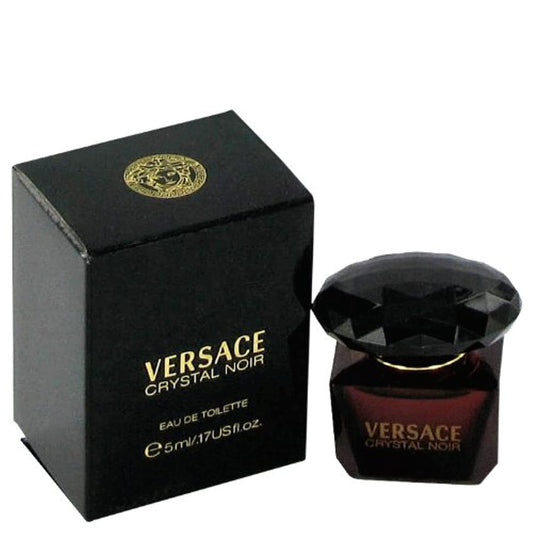 Versace Crystal Noir mini bottle, front view, elegant evening fragrance