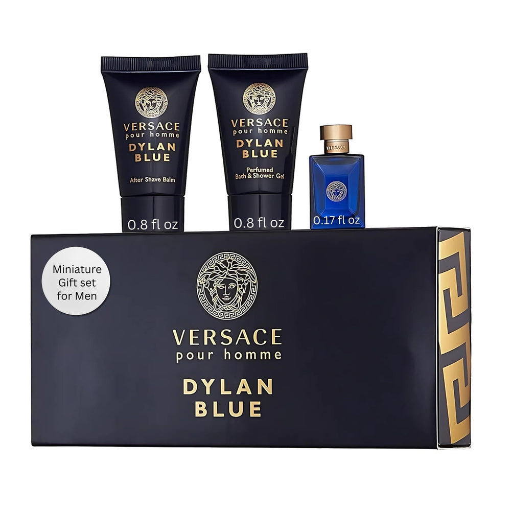 Versace Dylan Blue mini set packaging showing a luxury gift-ready display