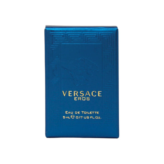 Versace Eros EDT Mini bottle viewed from the front, travel-friendly fragrance ready to go.