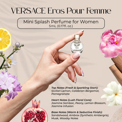 Versace mini set travel case, TSA-friendly travel fragrance kit.