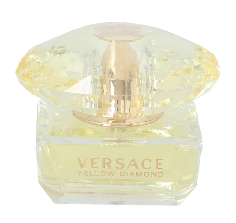 Versace Yellow Diamond bottle front view, sparkling charisma for evening occasions.