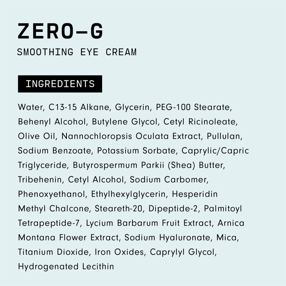 Versed Zero-G eye cream jar label highlights clean vegan formula.