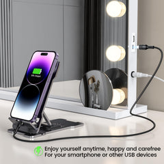 VESAUR mirror showing USB-C dual port for charging devices while grooming