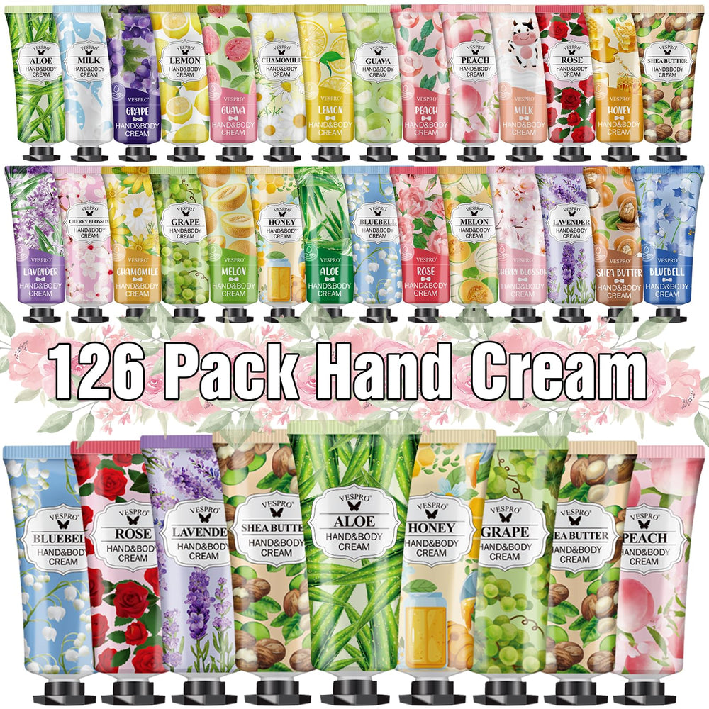 VESPRO 126-pack hand cream set front view for gifting and daily moisture.