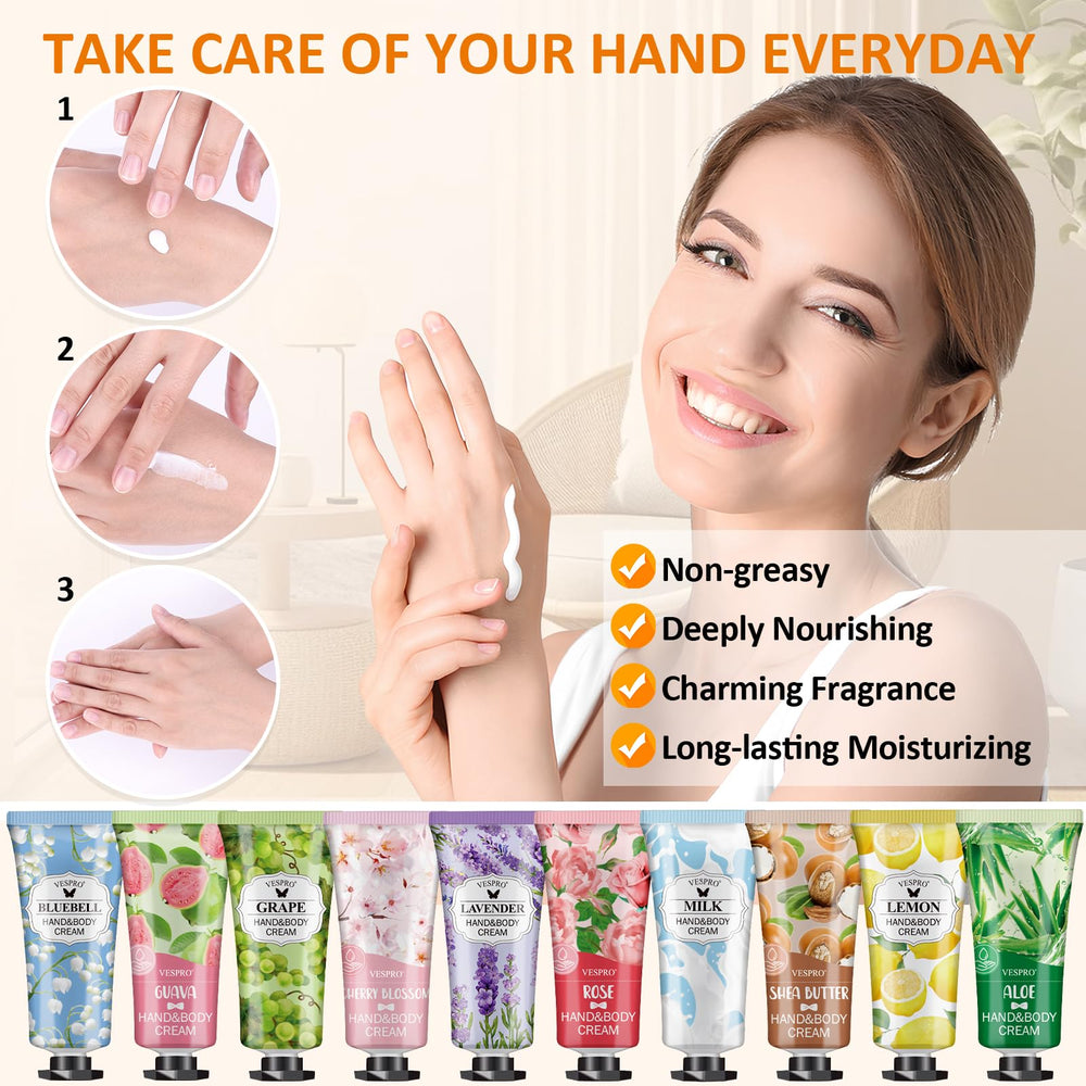 VESPRO lavender scent hand cream offers a calming, quick-absorbing formula.