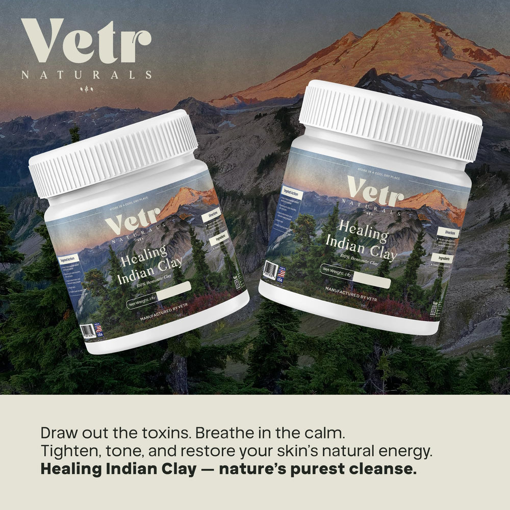 Vetr Naturals vegan cruelty free clay packaging signals clean beauty.