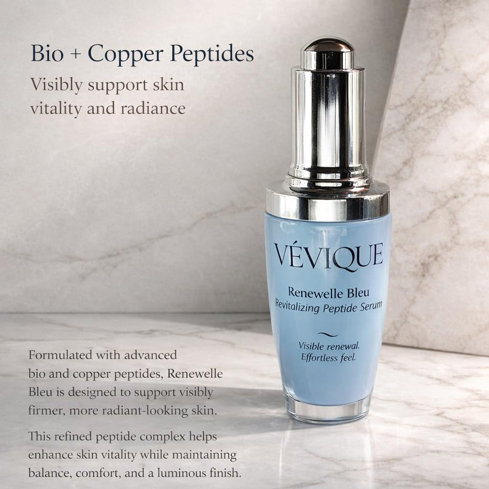 VÉVIQUE Renewelle Bleu Serum texture on skin looks silky and non-sticky.