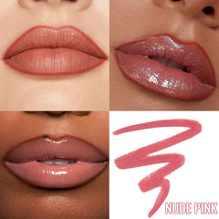 Vevivia Lip Liner Stain on lips shows defined, fuller look in minutes.