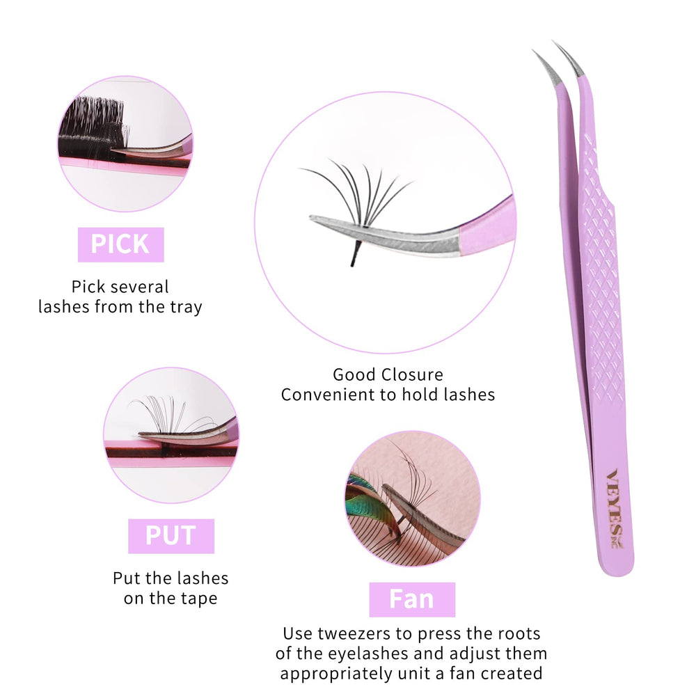 VEYES INC anti-slip boot grip on lash tweezers improves control.