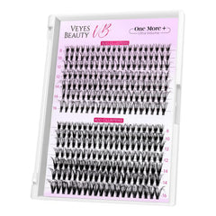 VEYESBEAUTY 3D layered lash clusters close-up for fluffy, natural-looking volume