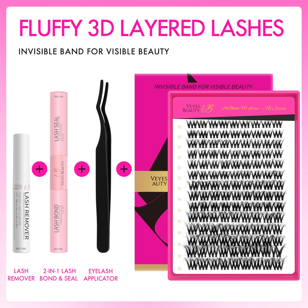 VEYESBEAUTY 3D layered lashes create wispy fullness for dramatic yet natural look