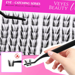 VEYESBEAUTY Fluffy cat-eye effect lashes enhance gaze beautifully.