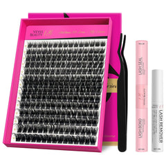 VEYESBEAUTY lash clusters kit with 3D fluffy layers for dramatic yet lightweight lashes