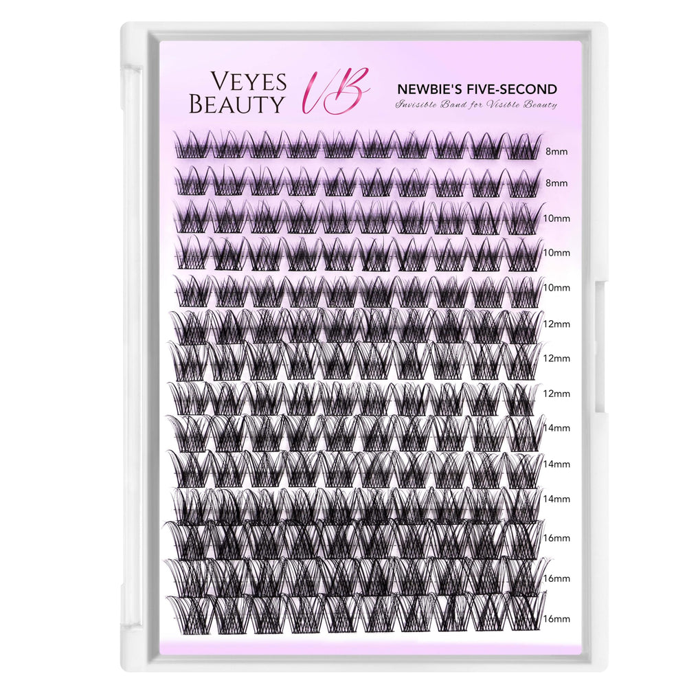VEYESBEAUTY LuxeBold cluster lashes tray closeup with soft fibers