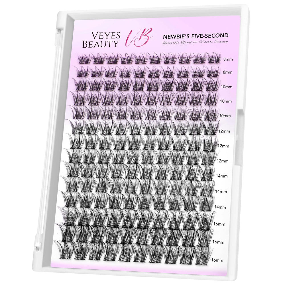 VEYESBEAUTY LuxeBold cluster lashes tray front showing easy DIY volume