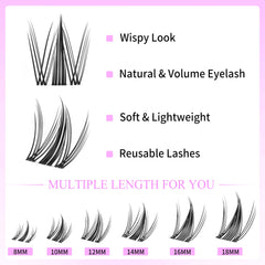 VEYESBEAUTY Manga Lash Clusters Kit flexible band for gentle, comfortable wear