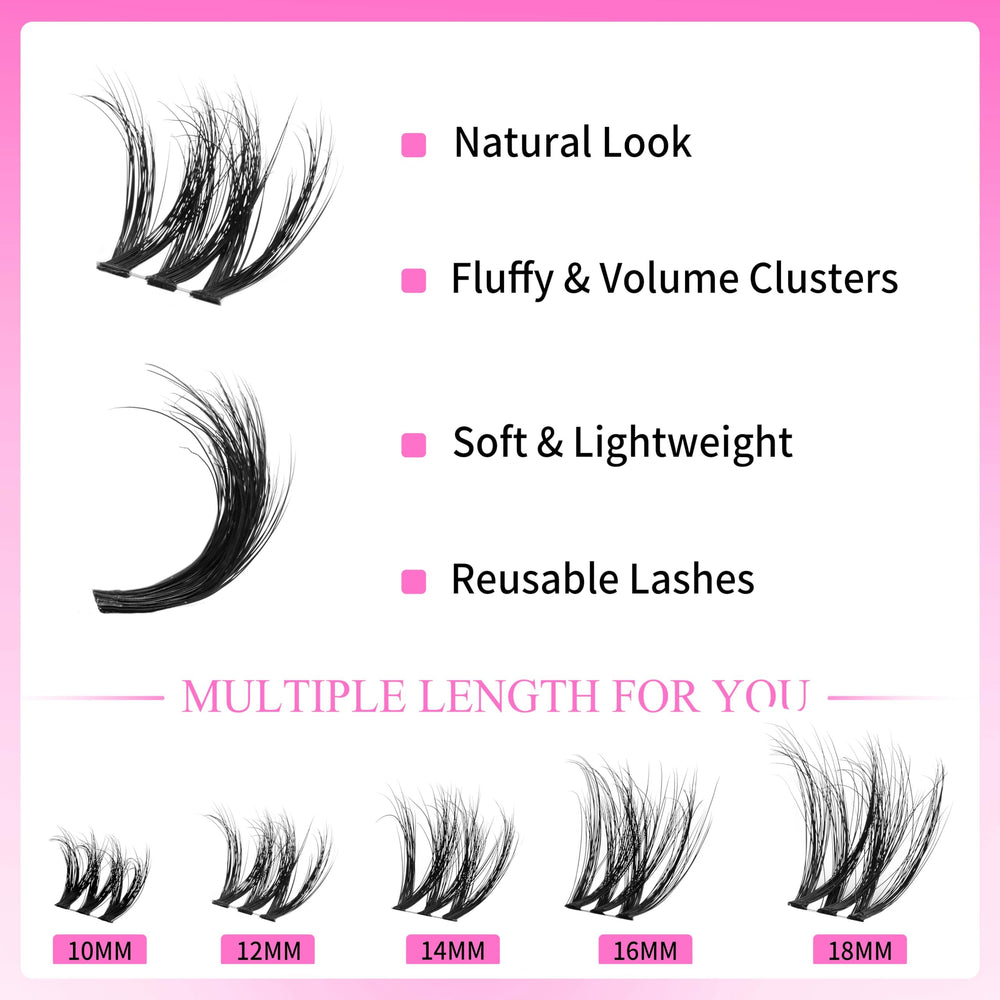 VEYESBEAUTY newbie-friendly clusters allow quick, simple lash enhancements with 4–6 clusters per eye