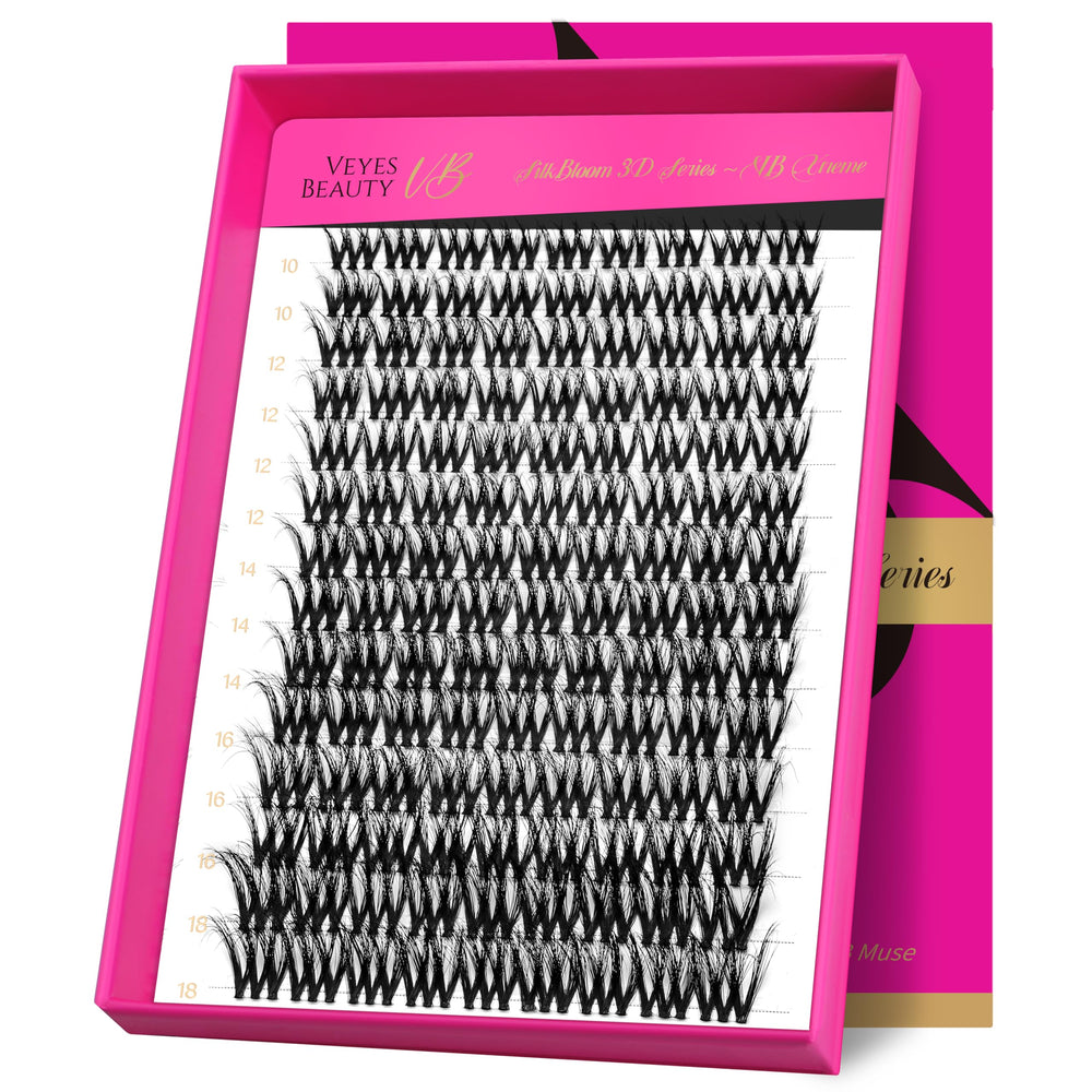 VEYESBEAUTY VBmuse 3D layered fluffy lash clusters for natural volume.