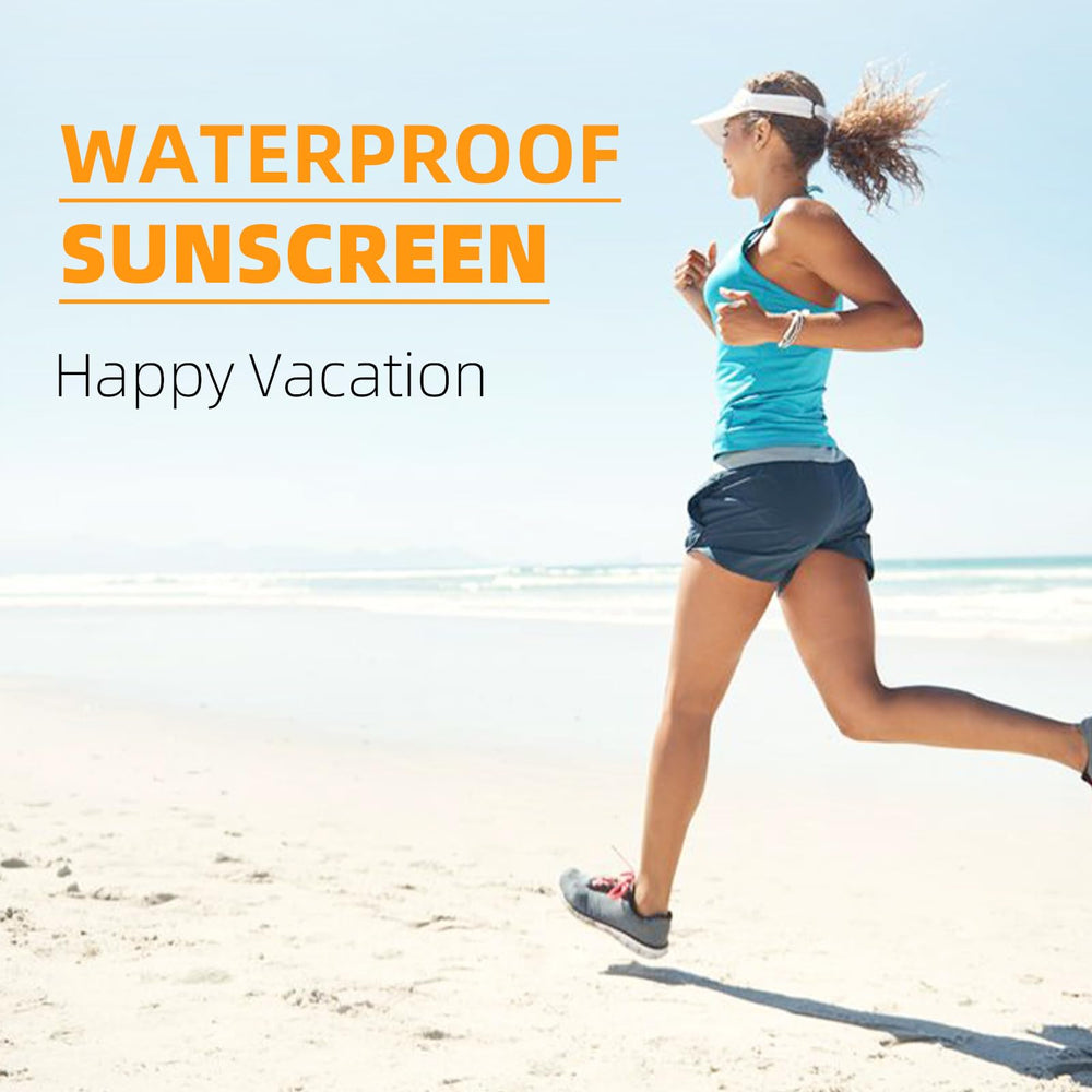 VGO sunscreen on skin during outdoor activity resists water and sweat.