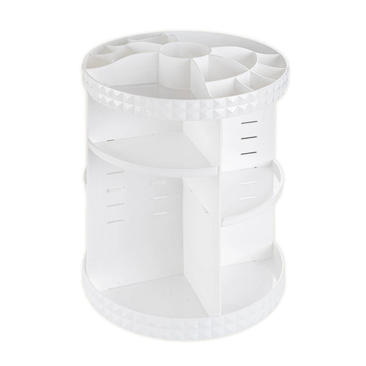 V-HANVER 360° rotating makeup organizer top view showing easy access to cosmetics
