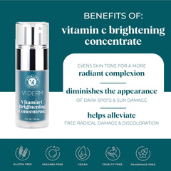 VI Derm Vitamin C Brightening Concentrate pump applicator enhancing easy daily use.